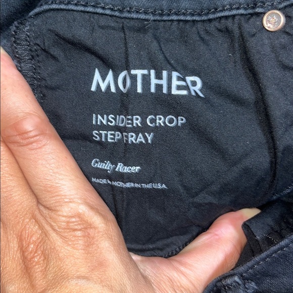 MOTHER The Insider Crop Step Fray Raw Hem Jeans Guilty Racer Black 26 - Picture 9 of 11